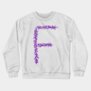 Lavender Letter F Hand Drawn in Watercolor and Ink Crewneck Sweatshirt